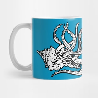 Octopus Tentacles in A Conch Seashell Illustration Outline Mug